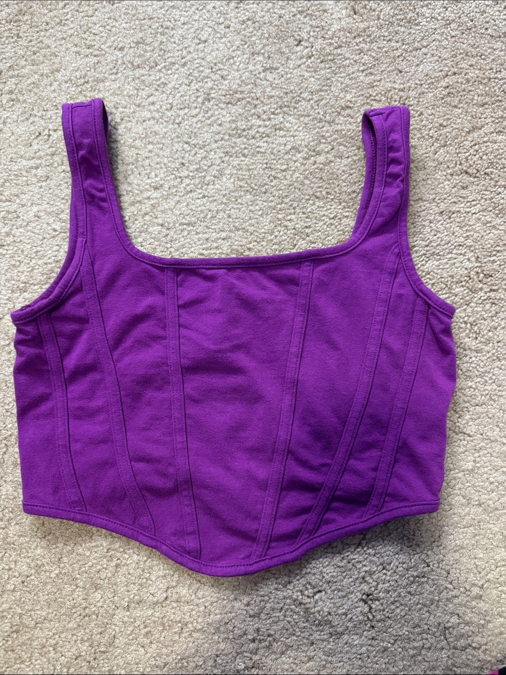 SHEIN Purple Square-Neck Corset-Style Crop Top